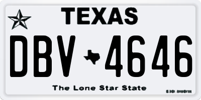 TX license plate DBV4646
