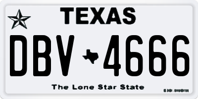 TX license plate DBV4666