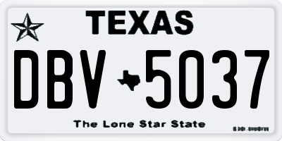 TX license plate DBV5037