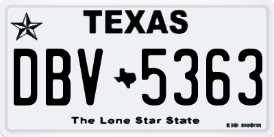 TX license plate DBV5363