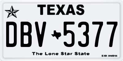 TX license plate DBV5377