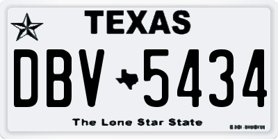 TX license plate DBV5434
