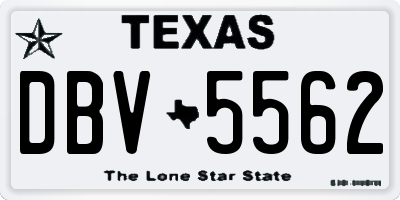 TX license plate DBV5562