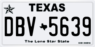 TX license plate DBV5639