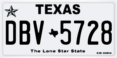 TX license plate DBV5728