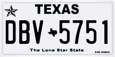 TX license plate DBV5751
