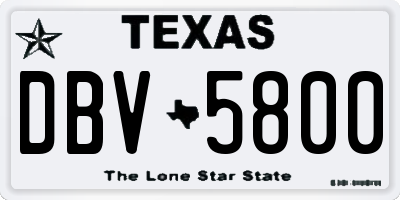 TX license plate DBV5800