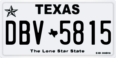 TX license plate DBV5815