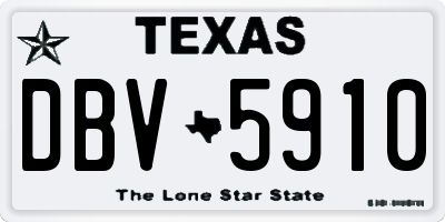 TX license plate DBV5910