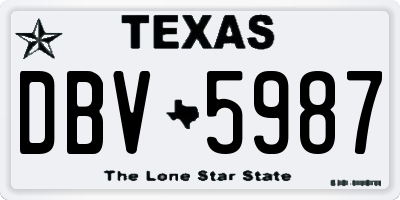 TX license plate DBV5987