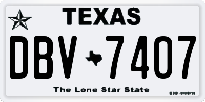 TX license plate DBV7407