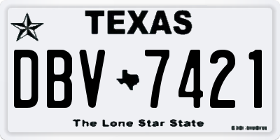 TX license plate DBV7421