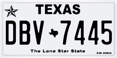 TX license plate DBV7445