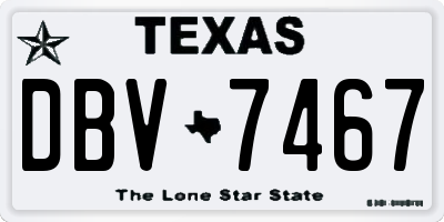 TX license plate DBV7467