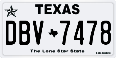 TX license plate DBV7478