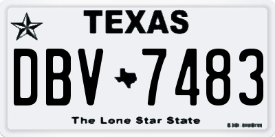 TX license plate DBV7483