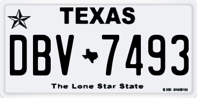 TX license plate DBV7493