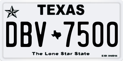 TX license plate DBV7500