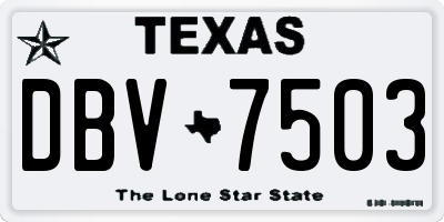 TX license plate DBV7503