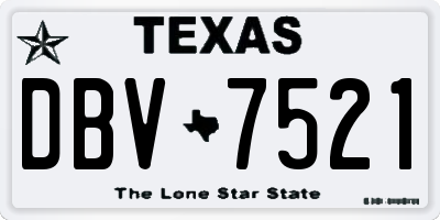 TX license plate DBV7521