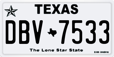 TX license plate DBV7533