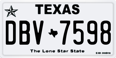 TX license plate DBV7598