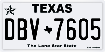 TX license plate DBV7605