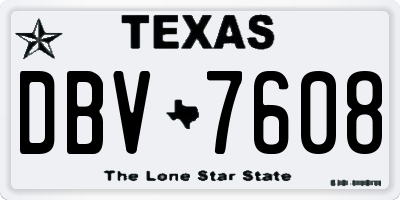 TX license plate DBV7608