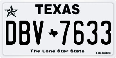 TX license plate DBV7633