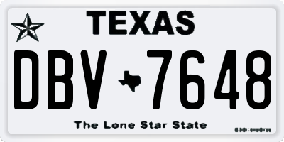 TX license plate DBV7648