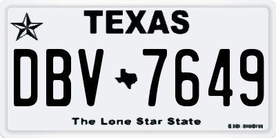 TX license plate DBV7649