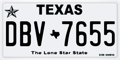 TX license plate DBV7655