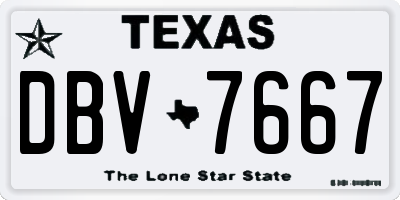 TX license plate DBV7667
