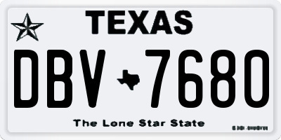 TX license plate DBV7680