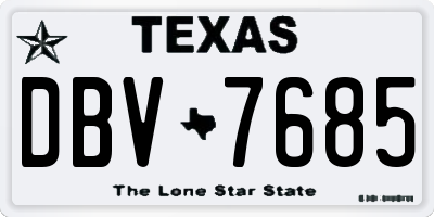 TX license plate DBV7685
