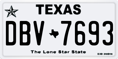 TX license plate DBV7693