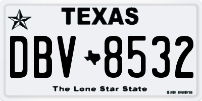 TX license plate DBV8532