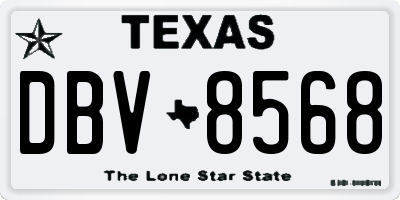 TX license plate DBV8568