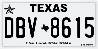 TX license plate DBV8615