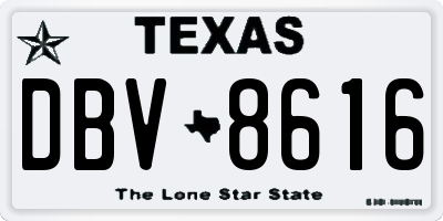 TX license plate DBV8616