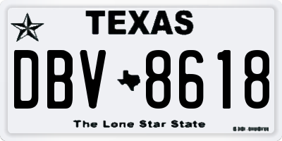 TX license plate DBV8618