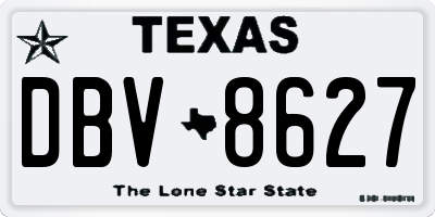 TX license plate DBV8627