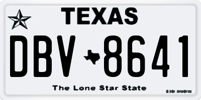 TX license plate DBV8641