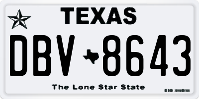 TX license plate DBV8643