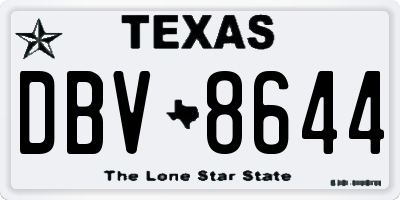 TX license plate DBV8644