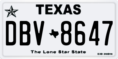 TX license plate DBV8647