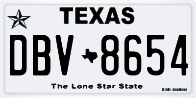 TX license plate DBV8654