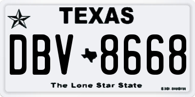 TX license plate DBV8668