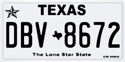 TX license plate DBV8672