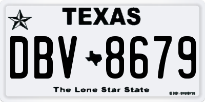 TX license plate DBV8679